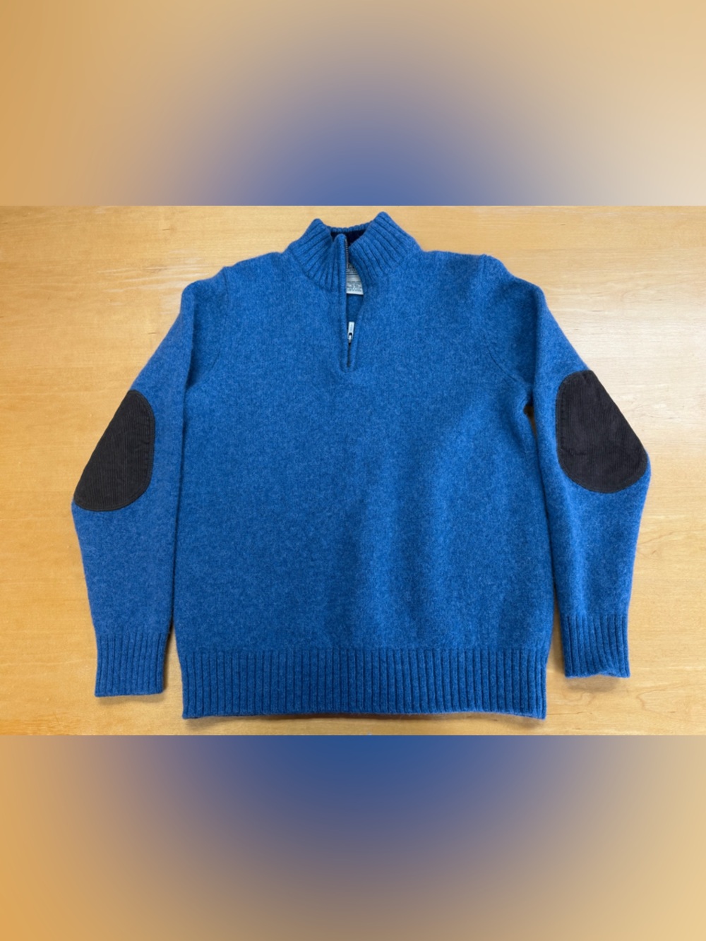 Men's Blue Half-Zip Sweater ll bean mens wool sweater medium